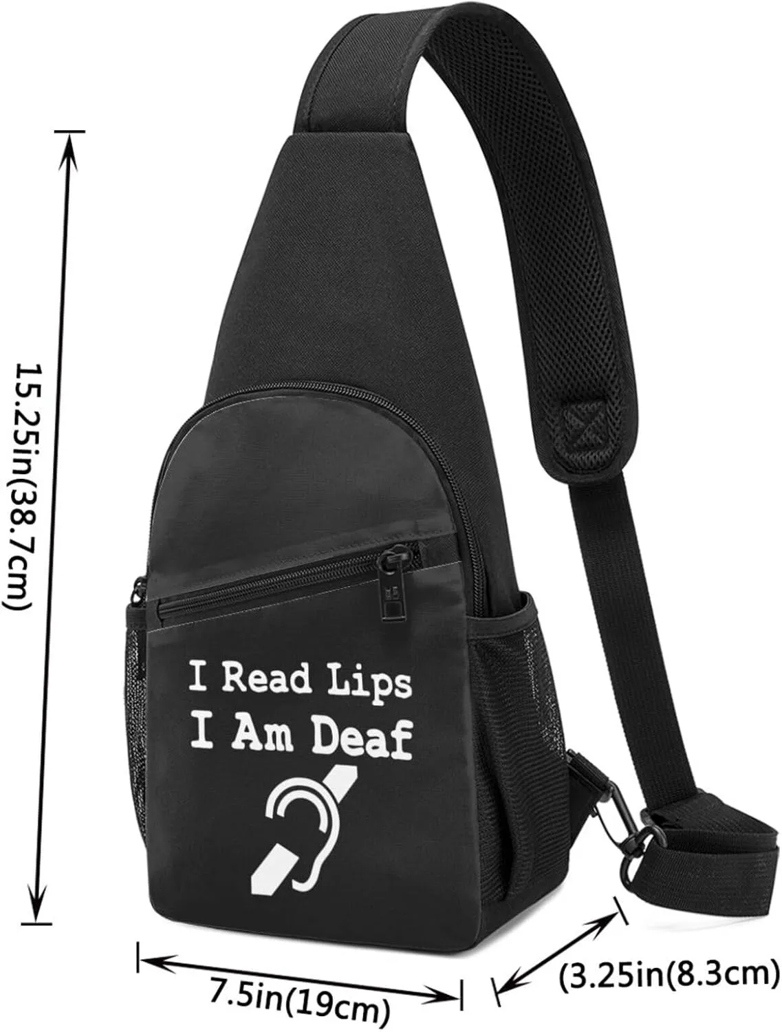 I Am Deaf I Read Lips Sling Bag Crossbody Backpack Shoulder Casual Daypack Bags for Men Women
