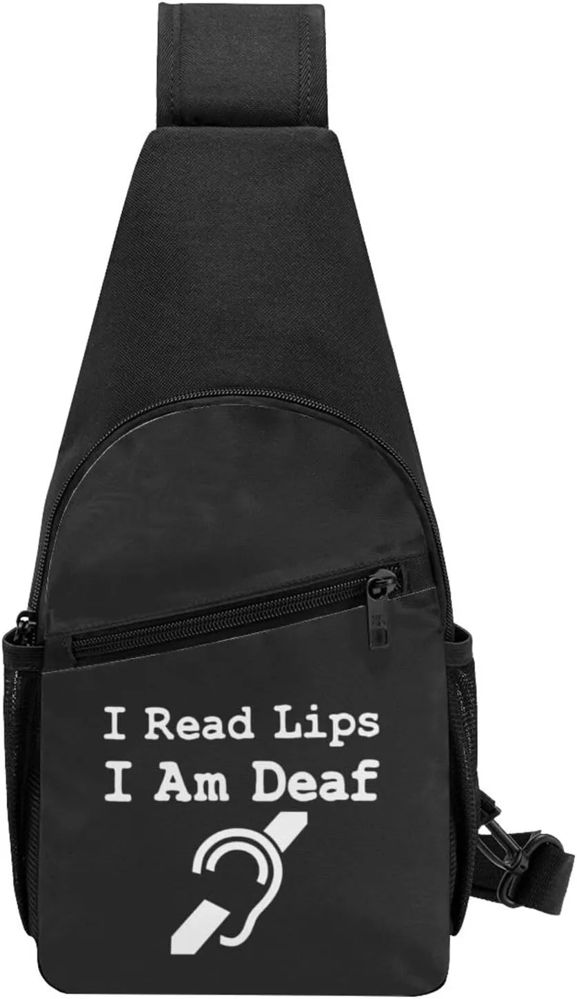 I Am Deaf I Read Lips Sling Bag Crossbody Backpack Shoulder Casual Daypack Bags for Men Women