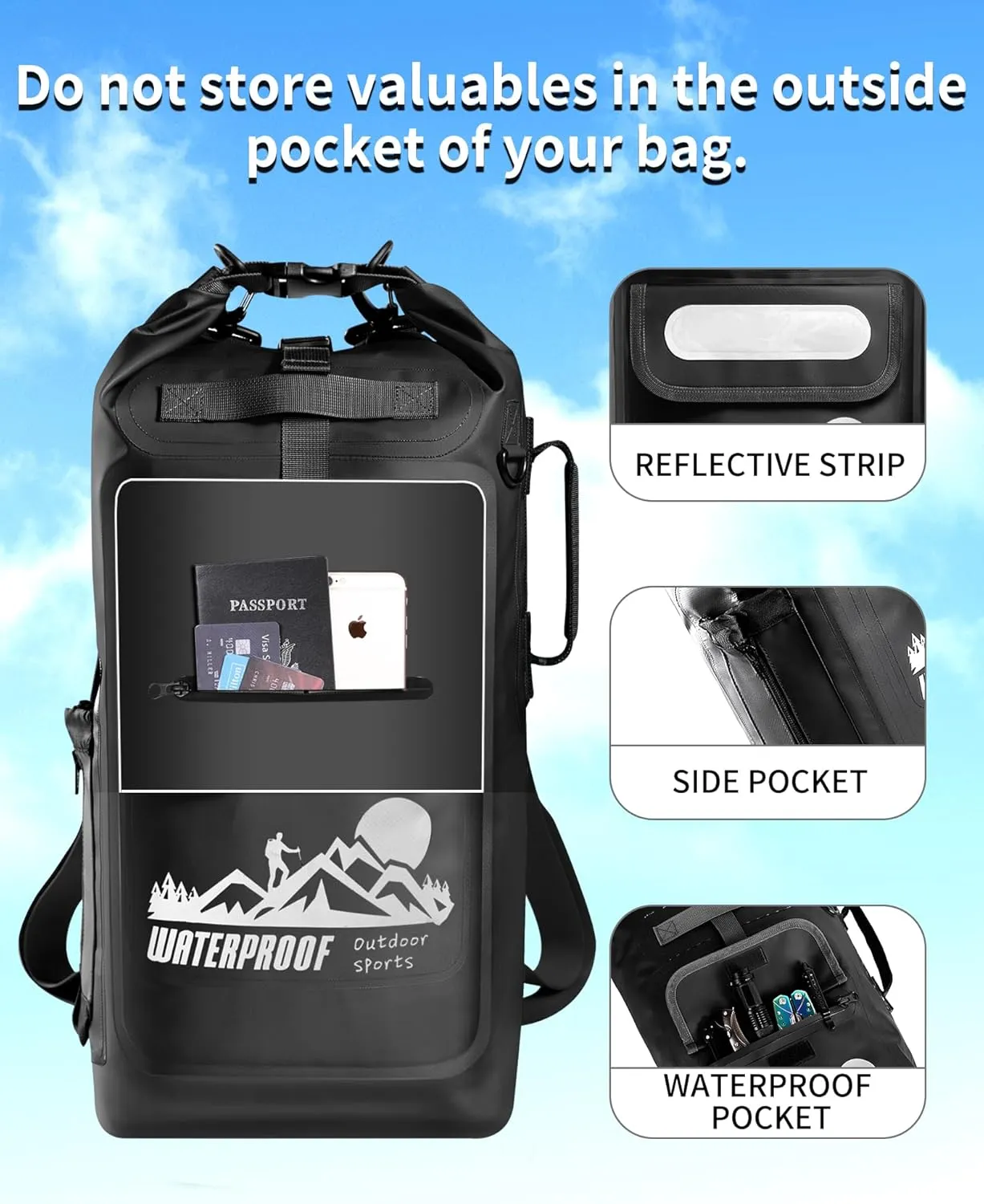 IDRYBAG Dry Bag Backpack Waterproof Floating 20L/30L/40L, Dry Bags Waterproof Backpack for Men, Dry Sack Waterproof Bag