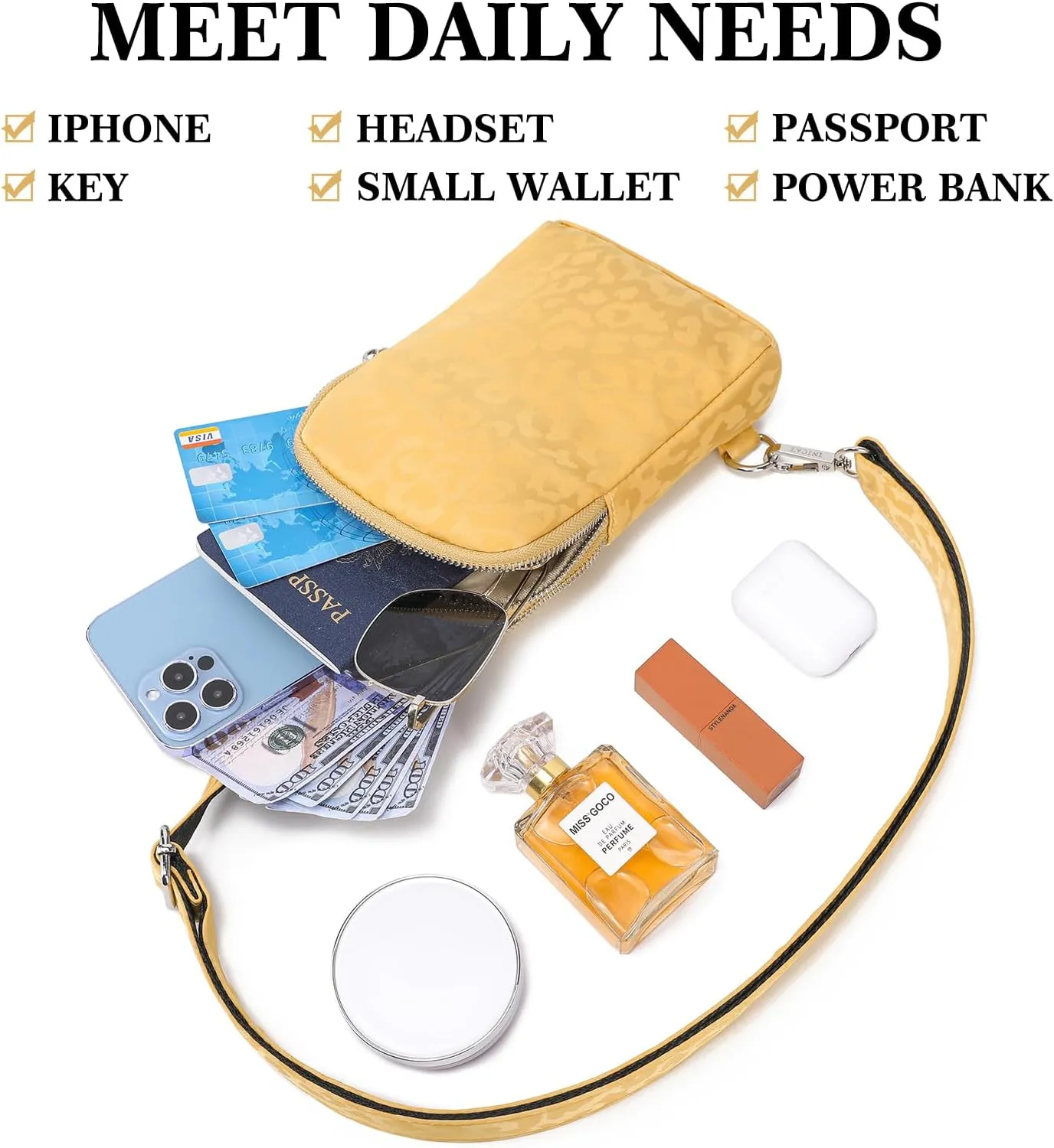 INICAT Nylon Small Crossbody Bags for Women 1L Sling Bag for Men Shoulder Bag Fanny Pack Travel Essentials