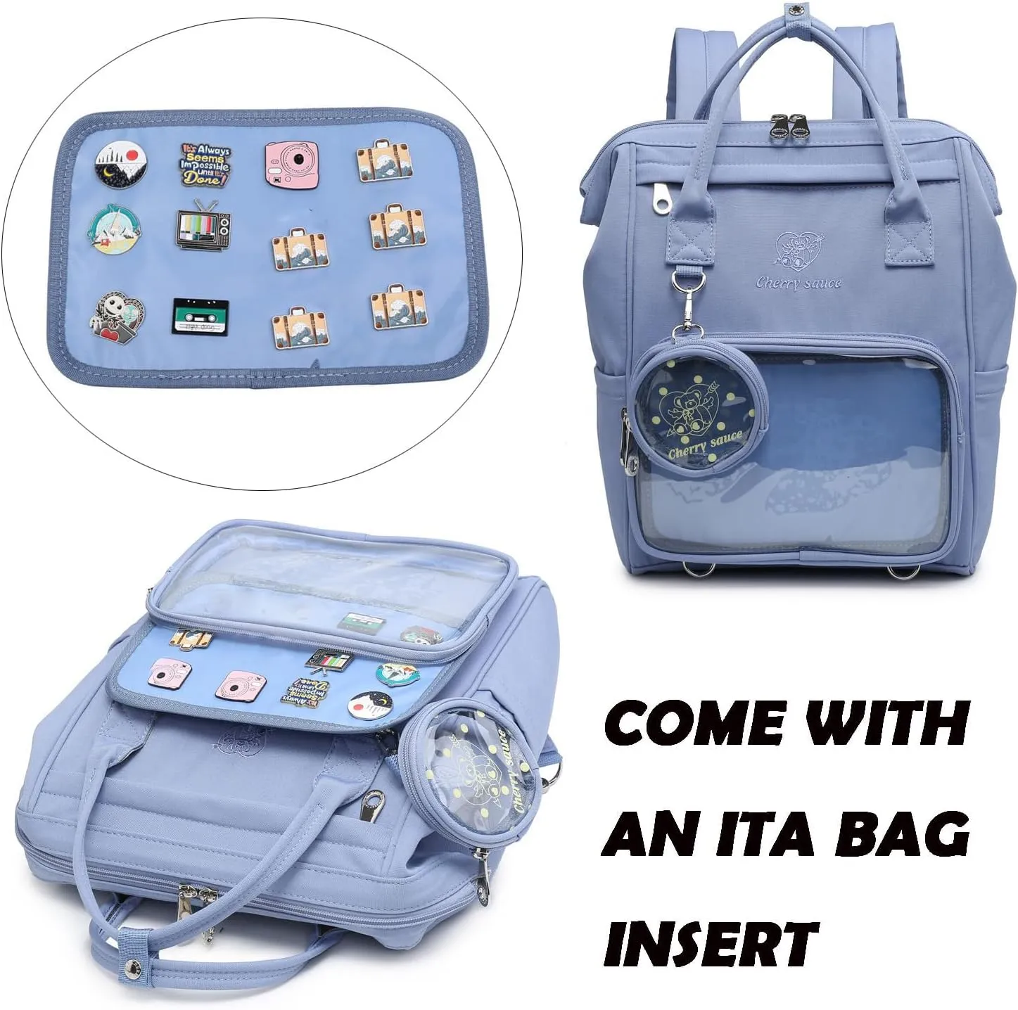 Ita Bag Pin Kawaii Cute Display Mommy Backpack for School Anime Cosplay with Insert