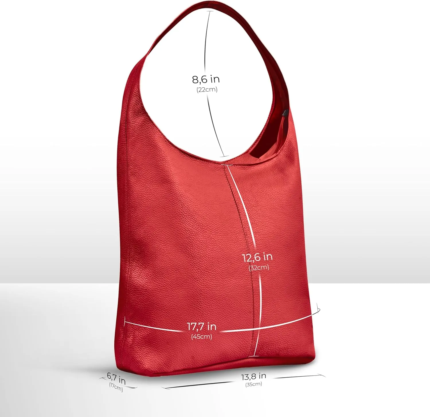 Italian Genuine Calf Leather Hobo Bag for Women with Zipper | Large Soft Slouchy Unlined Shoulder Handbag Tote Bucket Purse