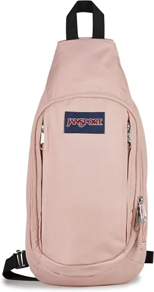 JanSport Move Sling Crossbody Bag – Main Compartment, Zippered Front Pockets, Adjustable Shoulder Strap, Fully Padded Back Panel, Misty Rose