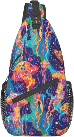 Jellyfish Sling Backpack Chest Bag Crossbody Shoulder Bag Gym Cycling Travel Hiking Daypack For Men Women