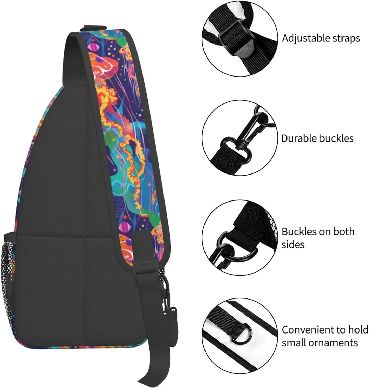 Jellyfish Sling Backpack Chest Bag Crossbody Shoulder Bag Gym Cycling Travel Hiking Daypack For Men Women