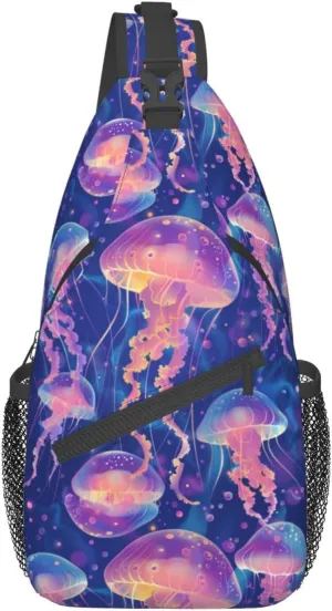 Jellyfish Sling Backpack Chest Bag Crossbody Shoulder Bag Gym Cycling Travel Hiking Daypack For Men Women