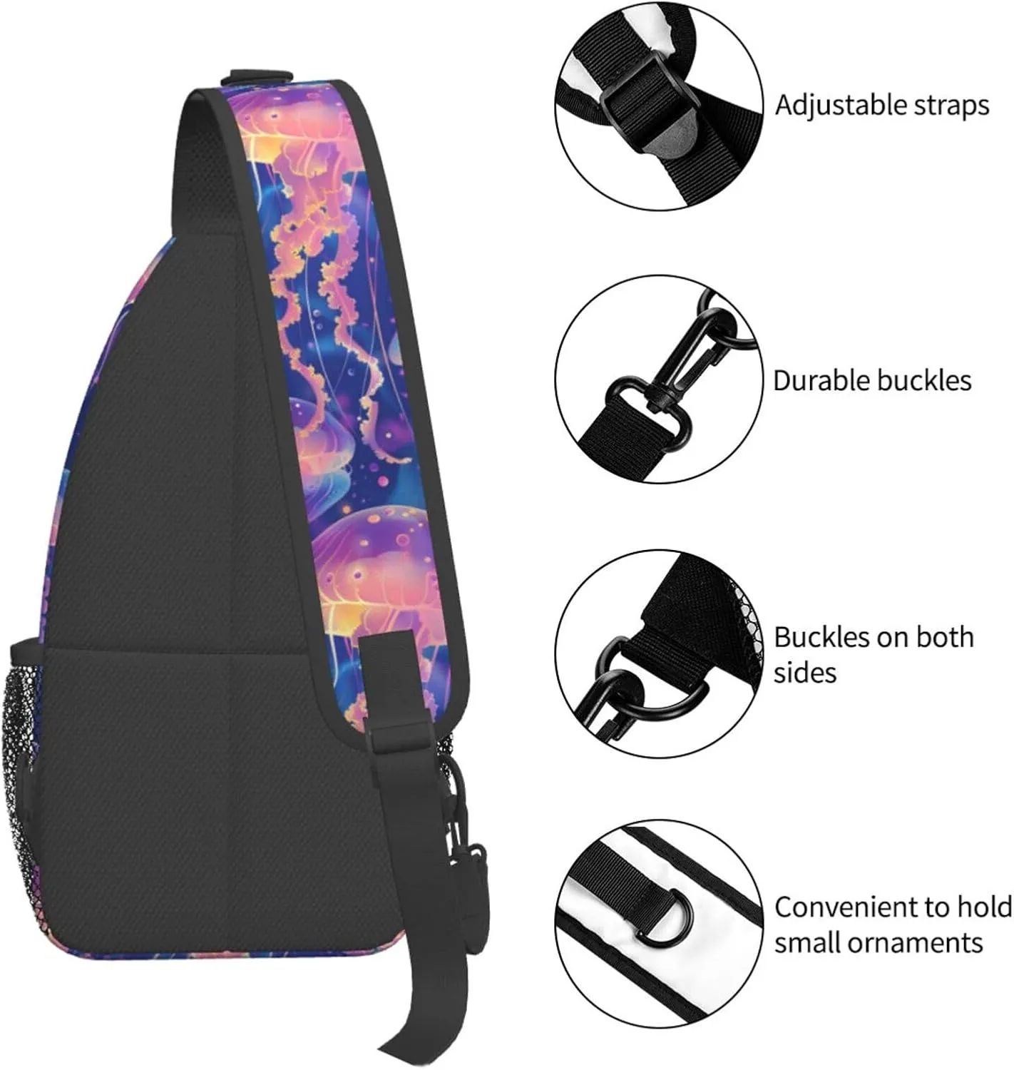 Jellyfish Sling Backpack Chest Bag Crossbody Shoulder Bag Gym Cycling Travel Hiking Daypack For Men Women