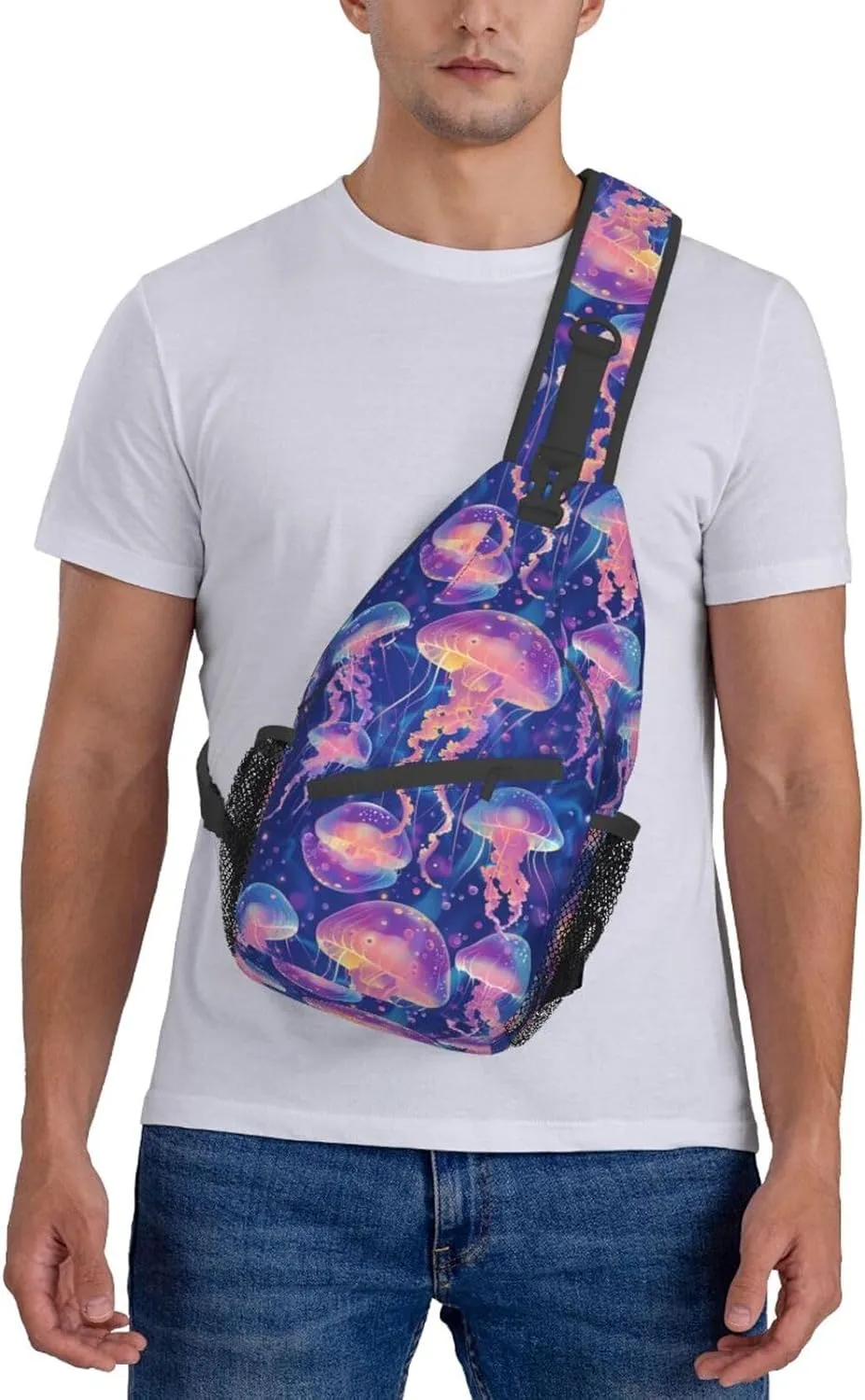 Jellyfish Sling Backpack Chest Bag Crossbody Shoulder Bag Gym Cycling Travel Hiking Daypack For Men Women