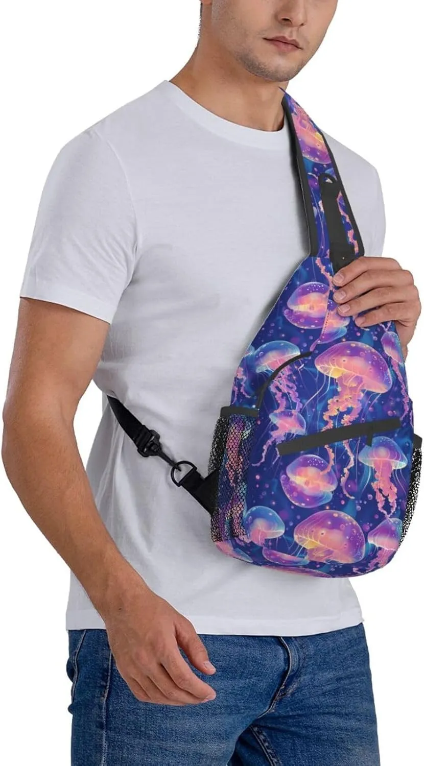 Jellyfish Sling Backpack Chest Bag Crossbody Shoulder Bag Gym Cycling Travel Hiking Daypack For Men Women