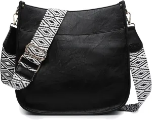 JEN & CO. Crossbody Bags for Women Trendy Vegan Leather Hobo Purses Shoulder Handbags with Wide Adjustable Guitar Strap