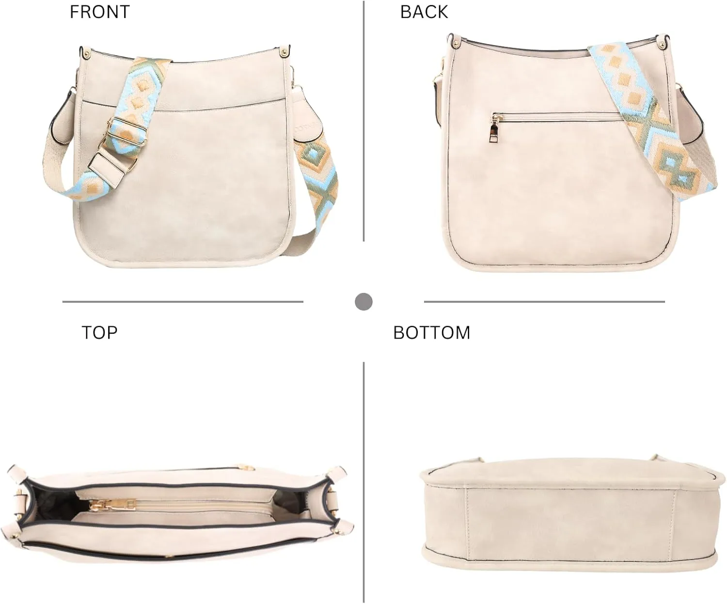 JEN & CO. Crossbody Bags for Women Trendy Vegan Leather Hobo Purses Shoulder Handbags with Wide Adjustable Guitar Strap