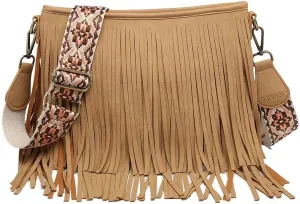 JEN & CO. Sadie Suede Fringe Crossbody Bag with Guitar Strap (M2045)