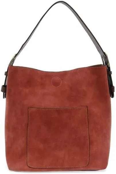 Joy Susan Womens Fashion Purse Faux Suede Hobo 2-in-1 Handbag