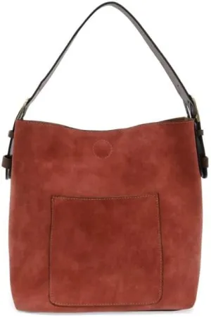 Joy Susan Womens Fashion Purse Faux Suede Hobo 2-in-1 Handbag