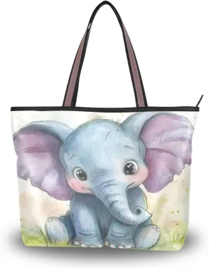 JSTEL Elephant Handbag for Women with Zipper,Elephant Purse Tote Bag for Work Business,8