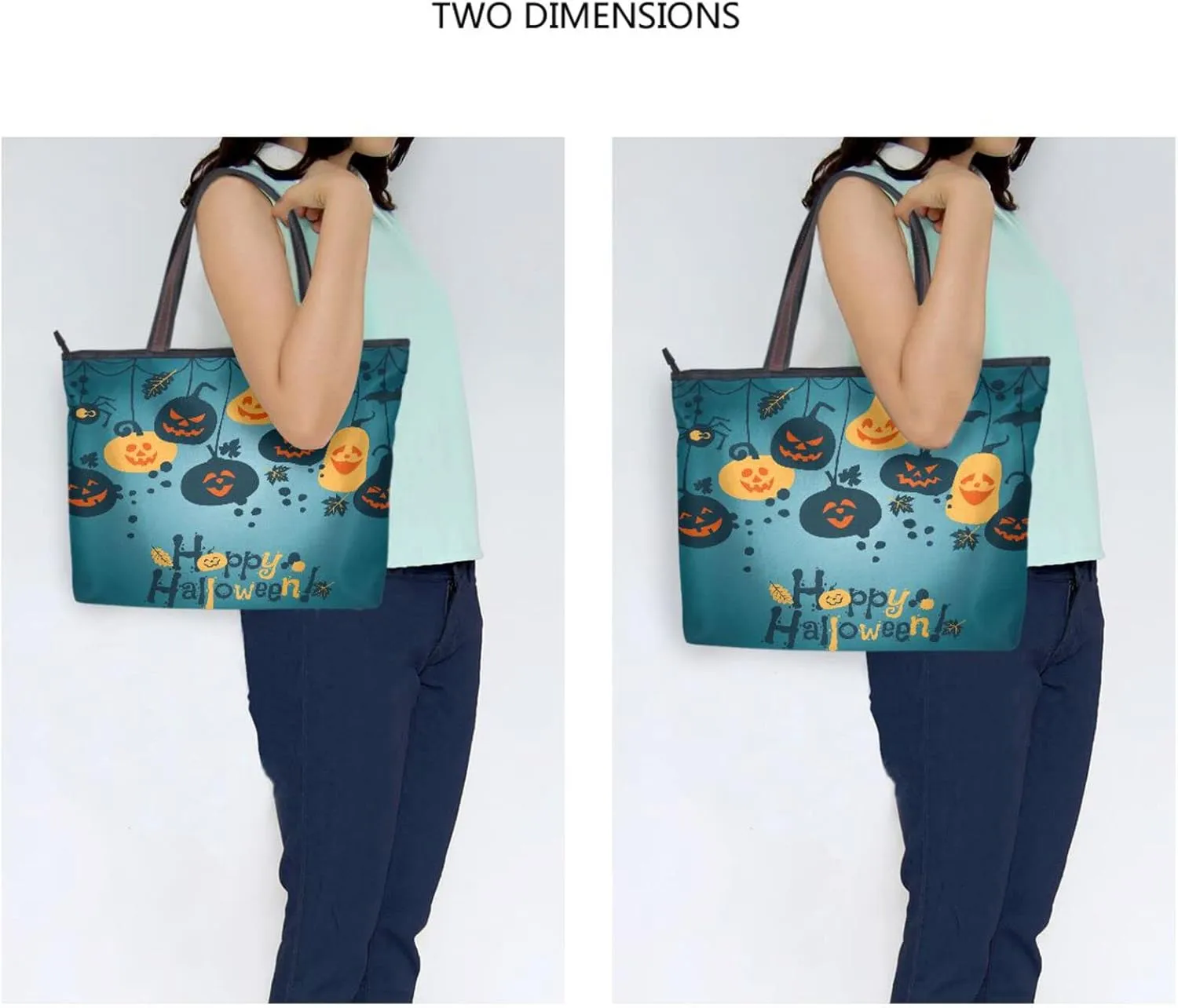 JSTEL Halloween Pumpkin Tote Purse with Pockets and Compartments,Halloween Tote Bag Zippered