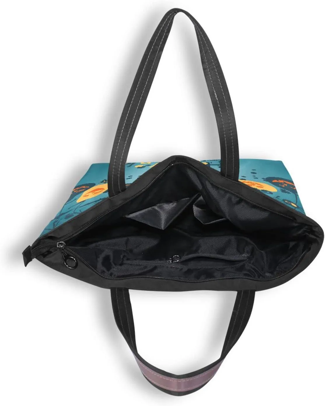 JSTEL Halloween Pumpkin Tote Purse with Pockets and Compartments,Halloween Tote Bag Zippered