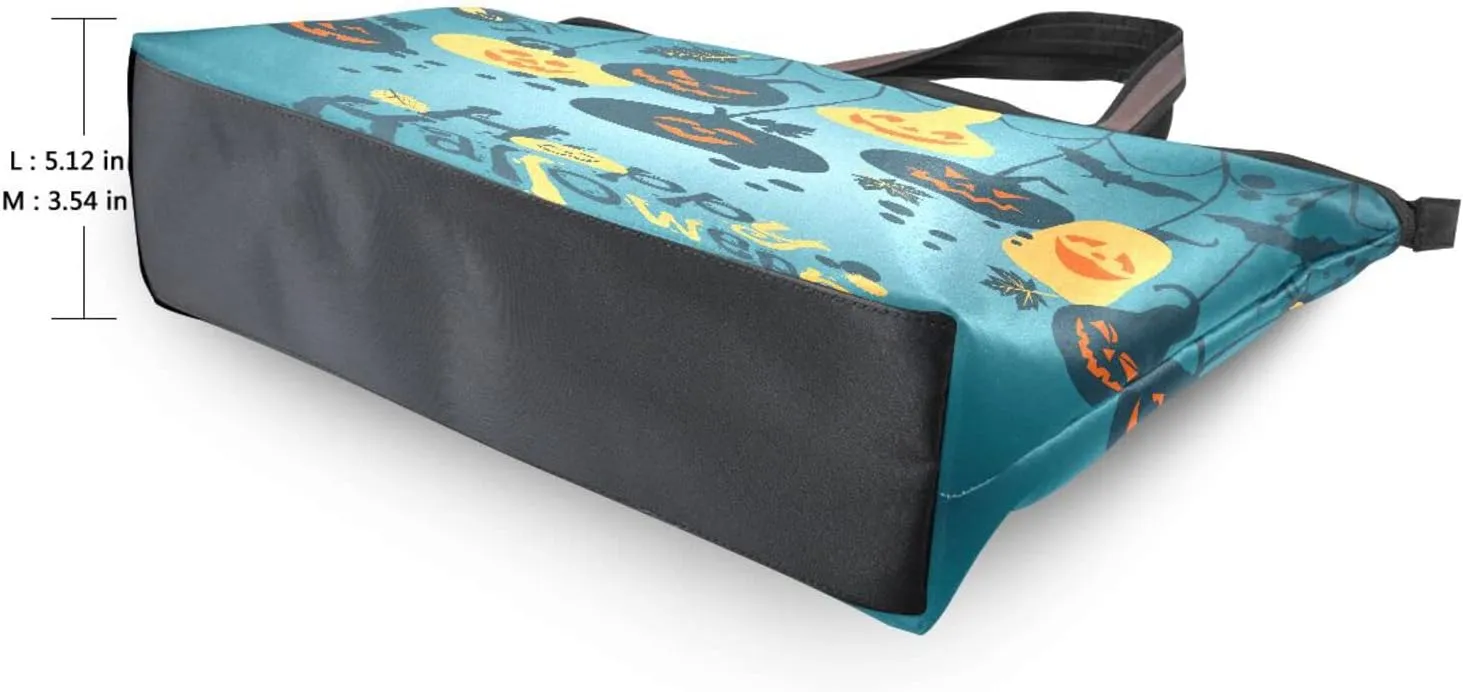 JSTEL Halloween Pumpkin Tote Purse with Pockets and Compartments,Halloween Tote Bag Zippered
