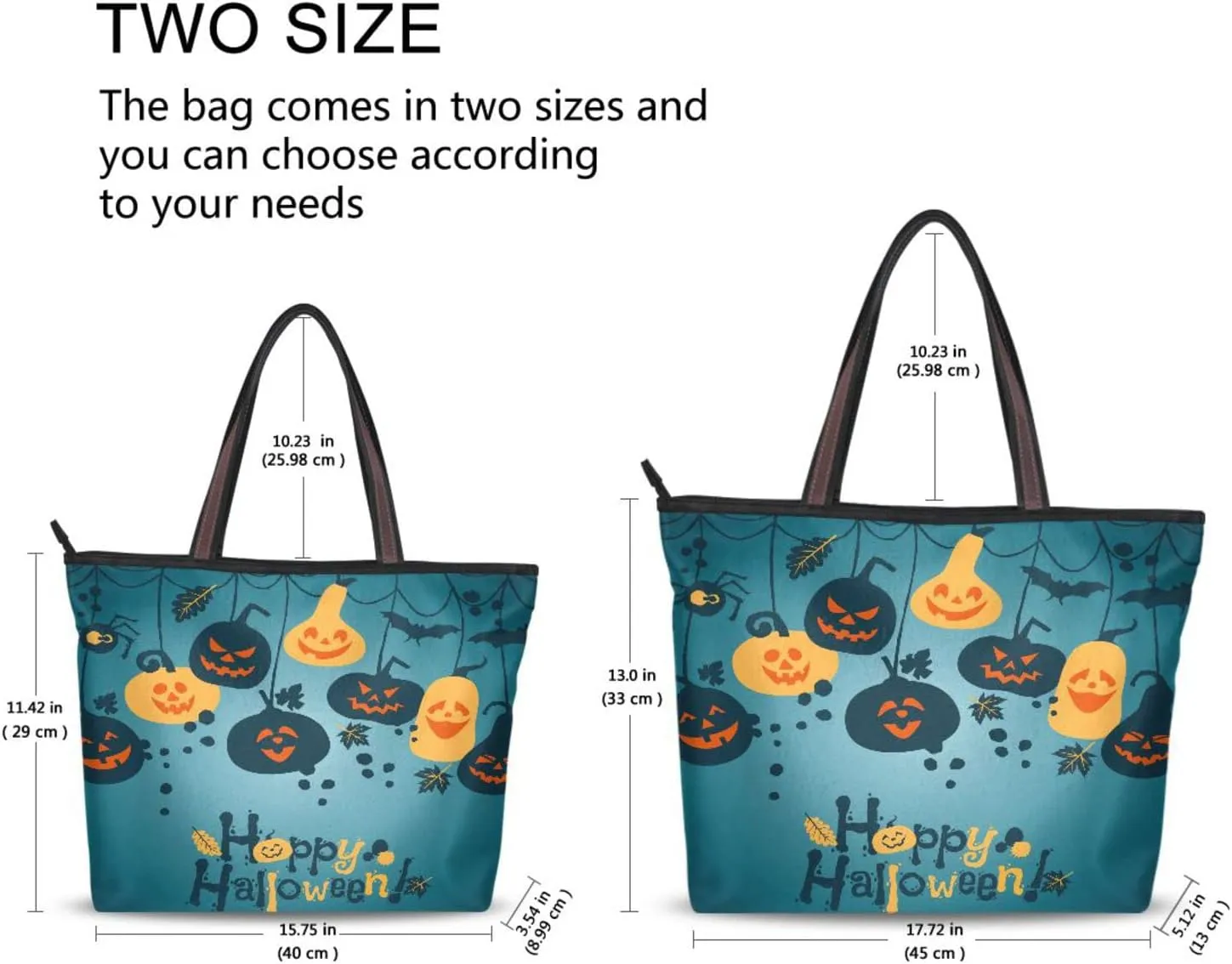JSTEL Halloween Pumpkin Tote Purse with Pockets and Compartments,Halloween Tote Bag Zippered