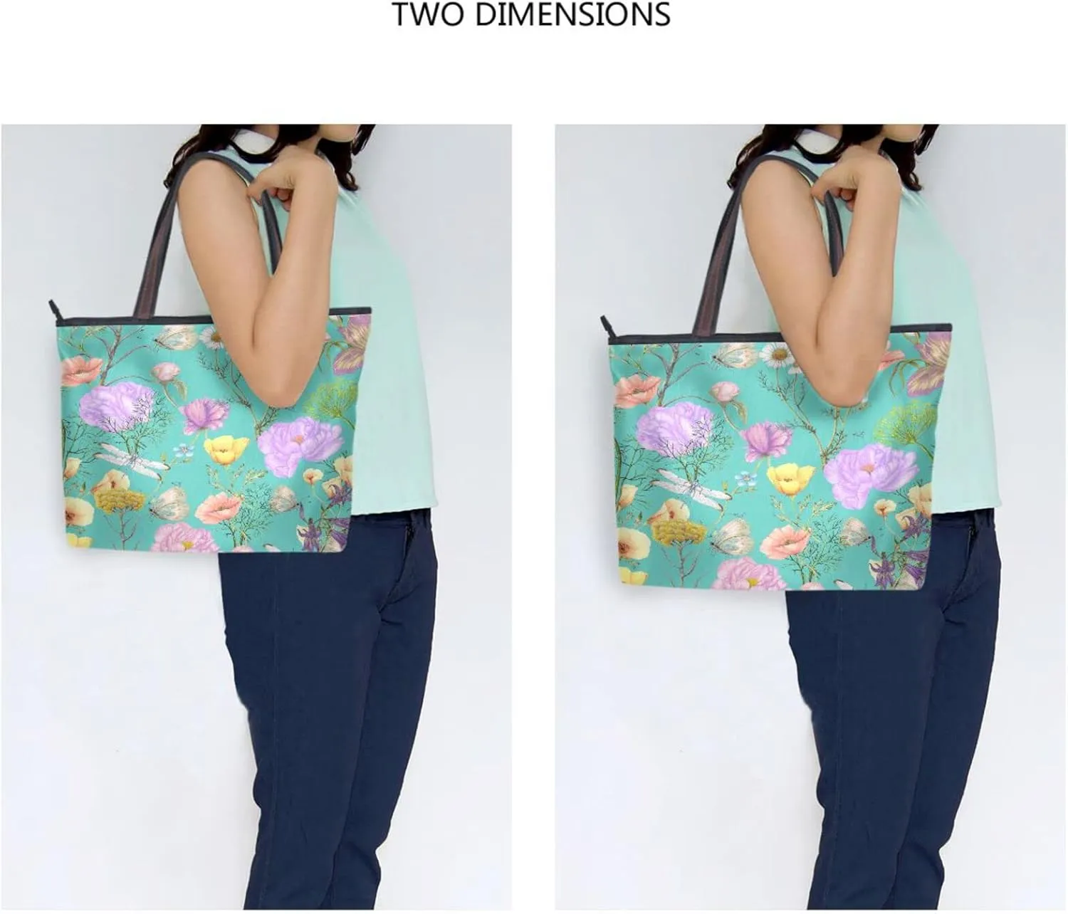 JSTEL Pattern Tote Bag for Women with Zipper Pocket Polyester Tote Purse Pattern Handbag Pattern Tote Purse