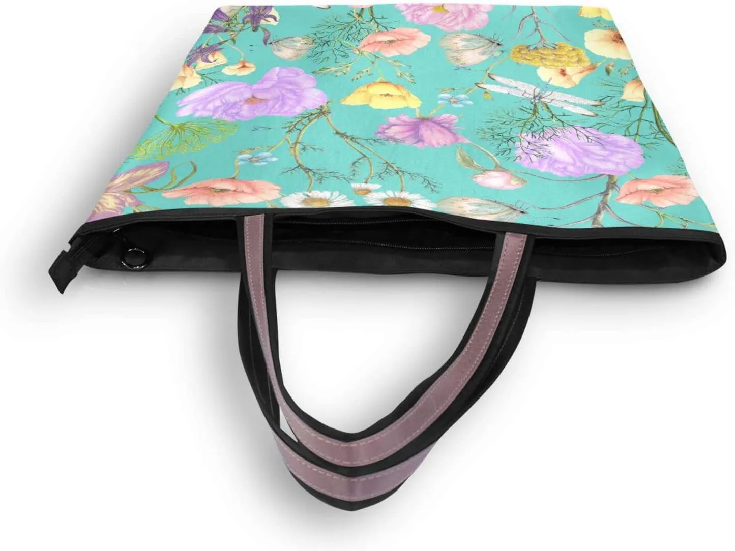 JSTEL Pattern Tote Bag for Women with Zipper Pocket Polyester Tote Purse Pattern Handbag Pattern Tote Purse