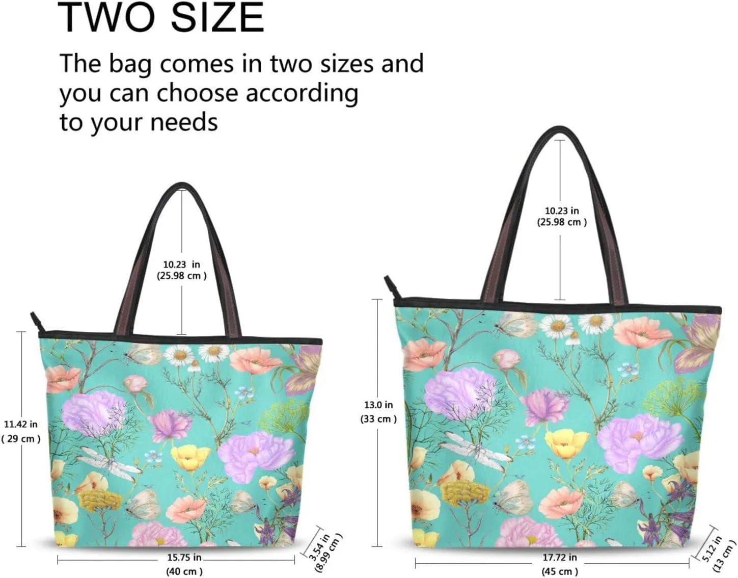 JSTEL Pattern Tote Bag for Women with Zipper Pocket Polyester Tote Purse Pattern Handbag Pattern Tote Purse
