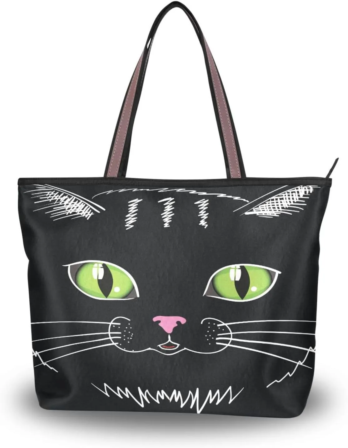 JSTEL Tote Bag for Women with Zipper,Polyester Tote Purse Holiday Tote Bag Work Handbag Women Gift