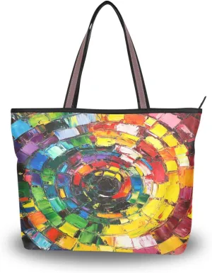JSTEL Tote Bag for Women with Zipper,Polyester Tote Purse Holiday Tote Bag Work Handbag Women Gift