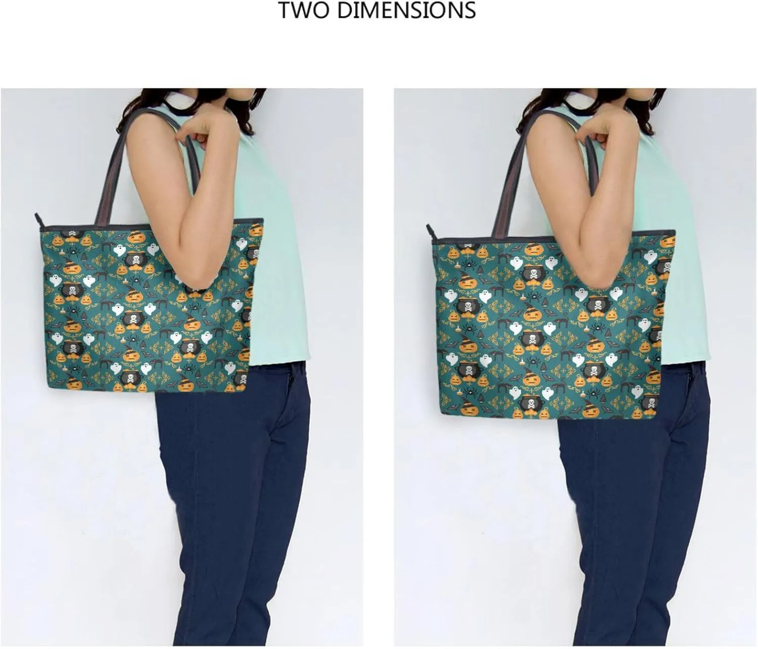 JSTEL Tote Bag for Women with Zipper,Polyester Tote Purse Holiday Tote Bag Work Handbag Women Gift