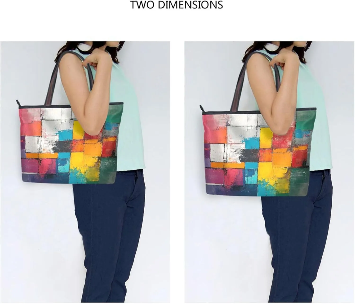 JSTEL Tote Bag for Women with Zipper,Polyester Tote Purse Holiday Tote Bag Work Handbag Women Gift