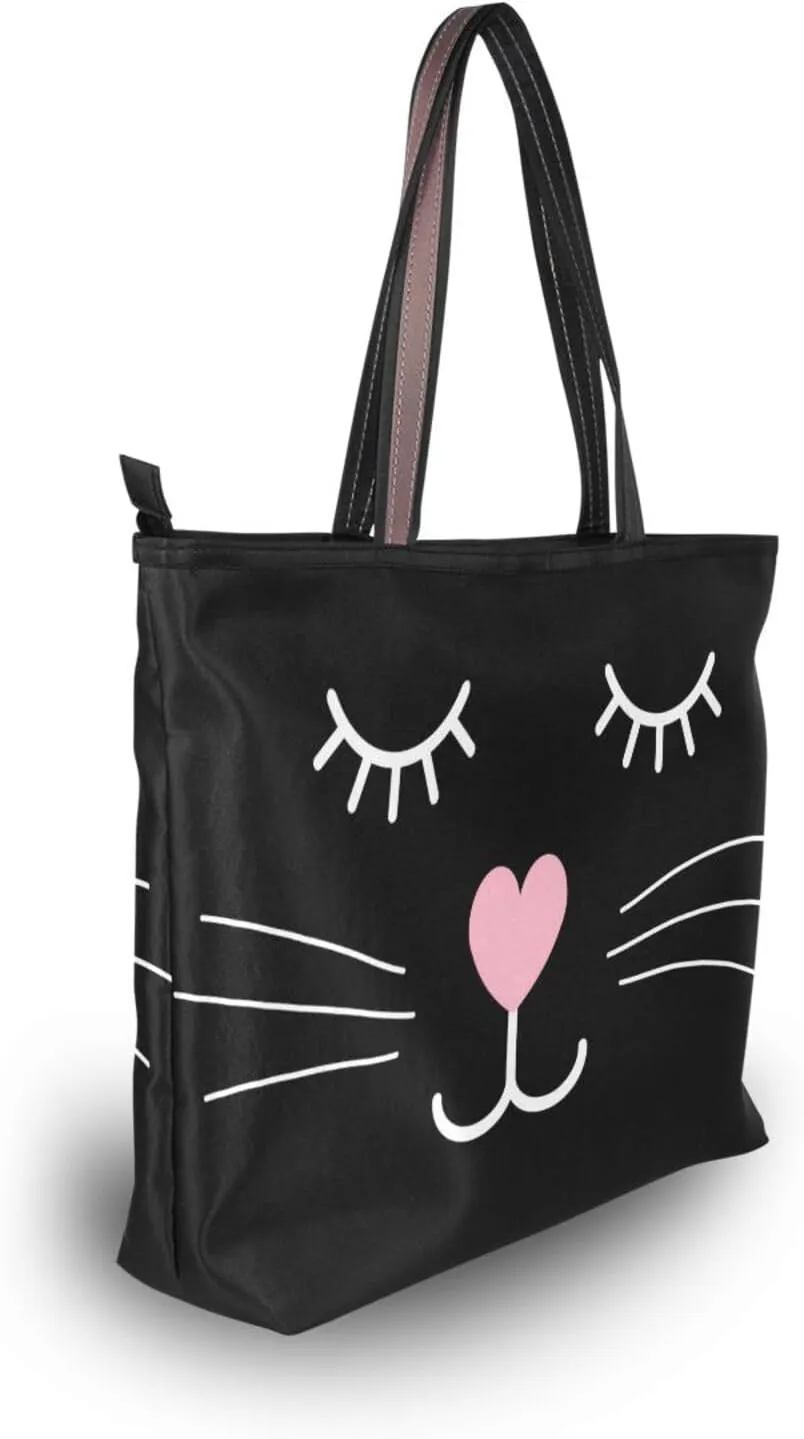 JSTEL Tote Bag for Women with Zipper,Polyester Tote Purse Holiday Tote Bag Work Handbag Women Gift