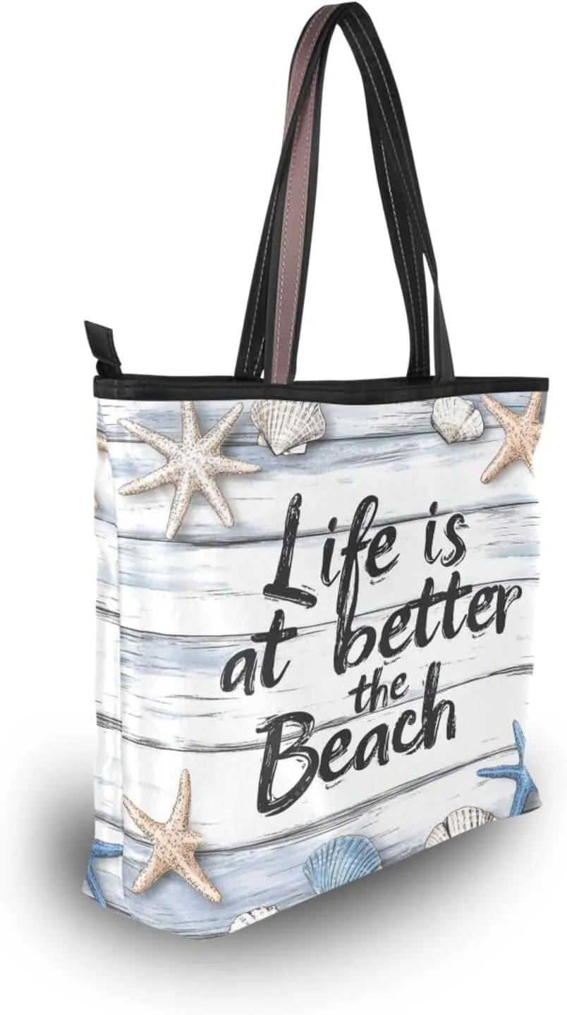 JSTEL Tote Bag for Women with Zipper,Polyester Tote Purse Holiday Tote Bag Work Handbag Women Gift