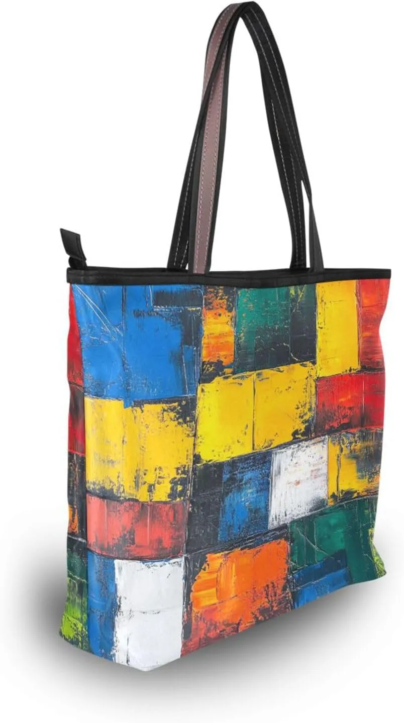 JSTEL Tote Bag for Women with Zipper,Polyester Tote Purse Holiday Tote Bag Work Handbag Women Gift