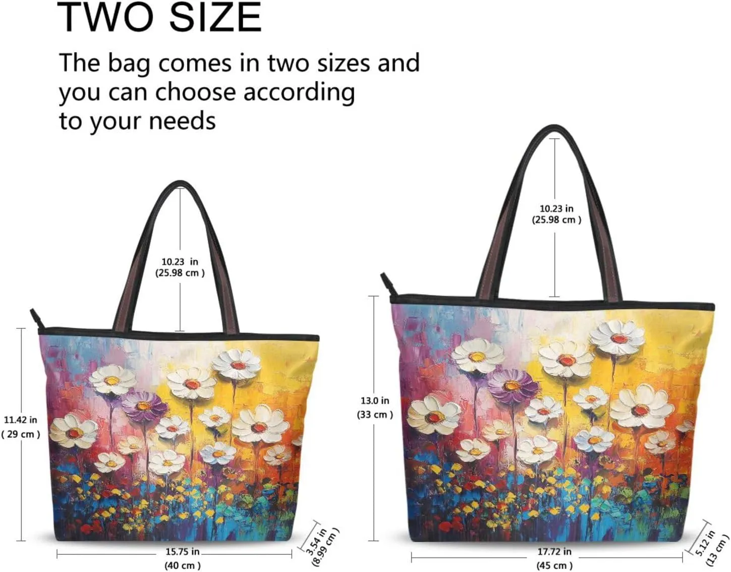 JSTEL Tote Bag for Women with Zipper,Polyester Tote Purse Holiday Tote Bag Work Handbag Women Gift