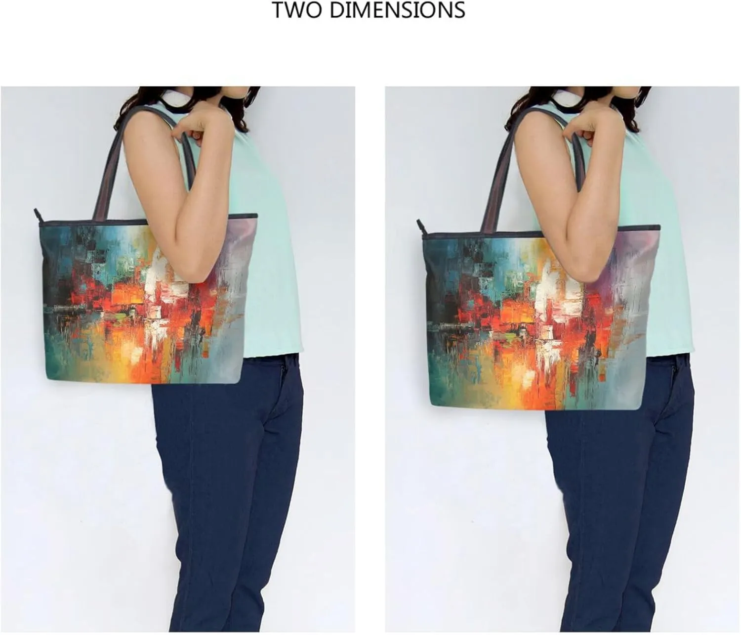 JSTEL Tote Bag for Women with Zipper,Polyester Tote Purse Holiday Tote Bag Work Handbag Women Gift