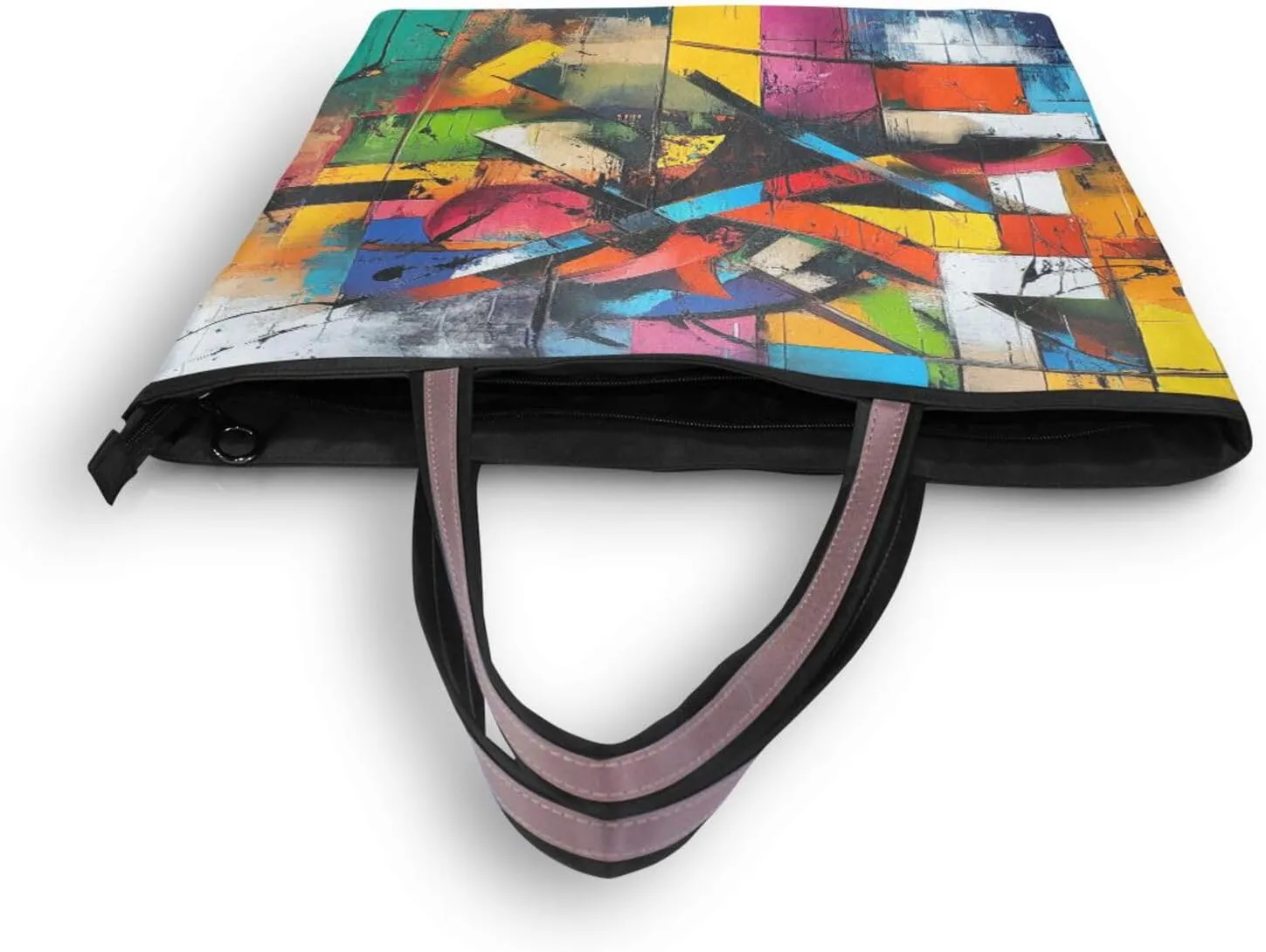 JSTEL Tote Bag for Women with Zipper,Polyester Tote Purse Holiday Tote Bag Work Handbag Women Gift