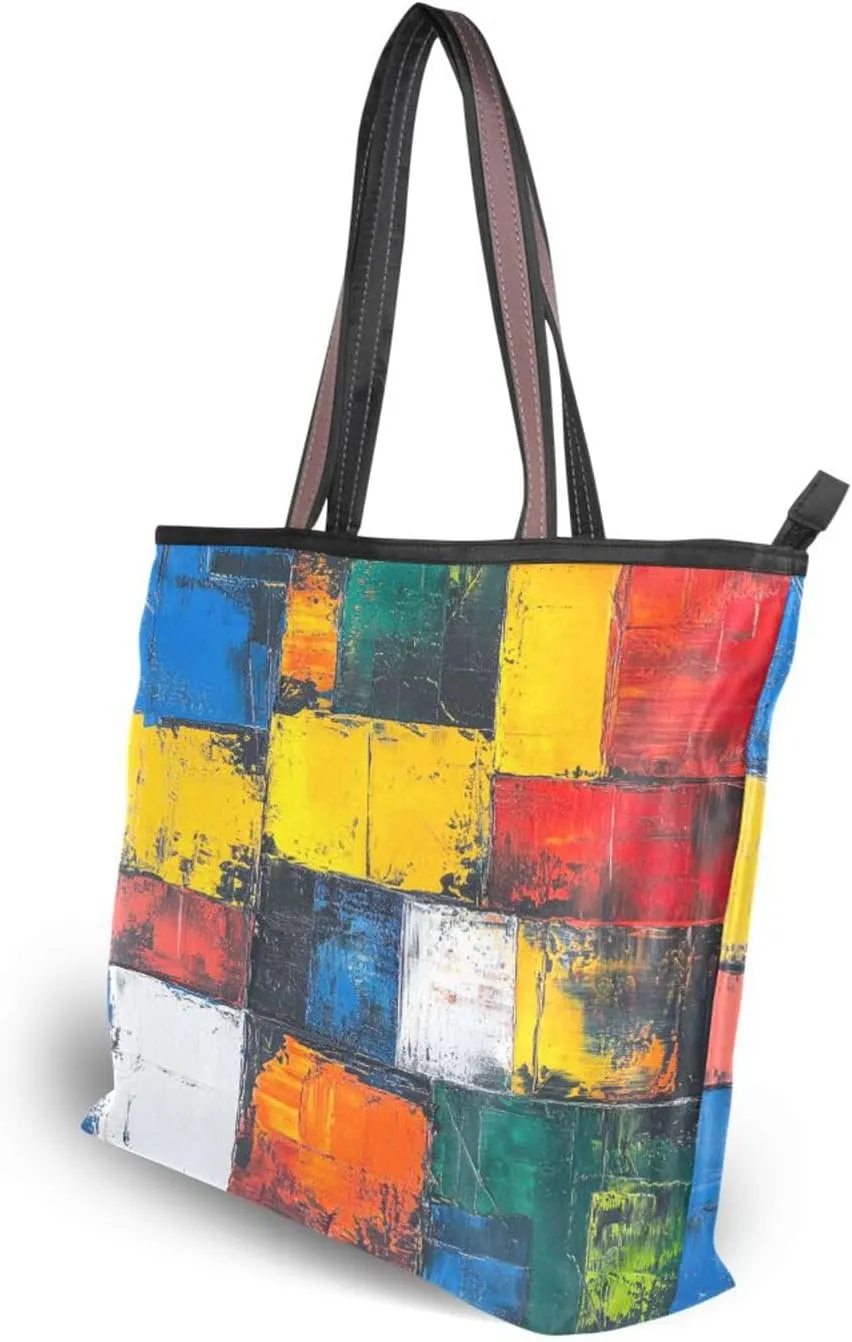 JSTEL Tote Bag for Women with Zipper,Polyester Tote Purse Holiday Tote Bag Work Handbag Women Gift