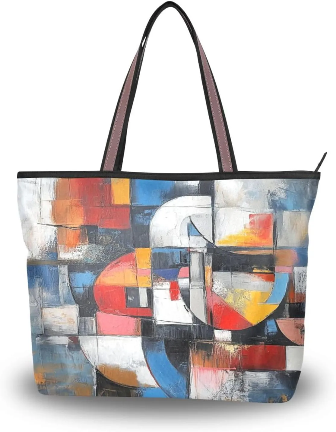 JSTEL Tote Bag for Women with Zipper,Polyester Tote Purse Holiday Tote Bag Work Handbag Women Gift