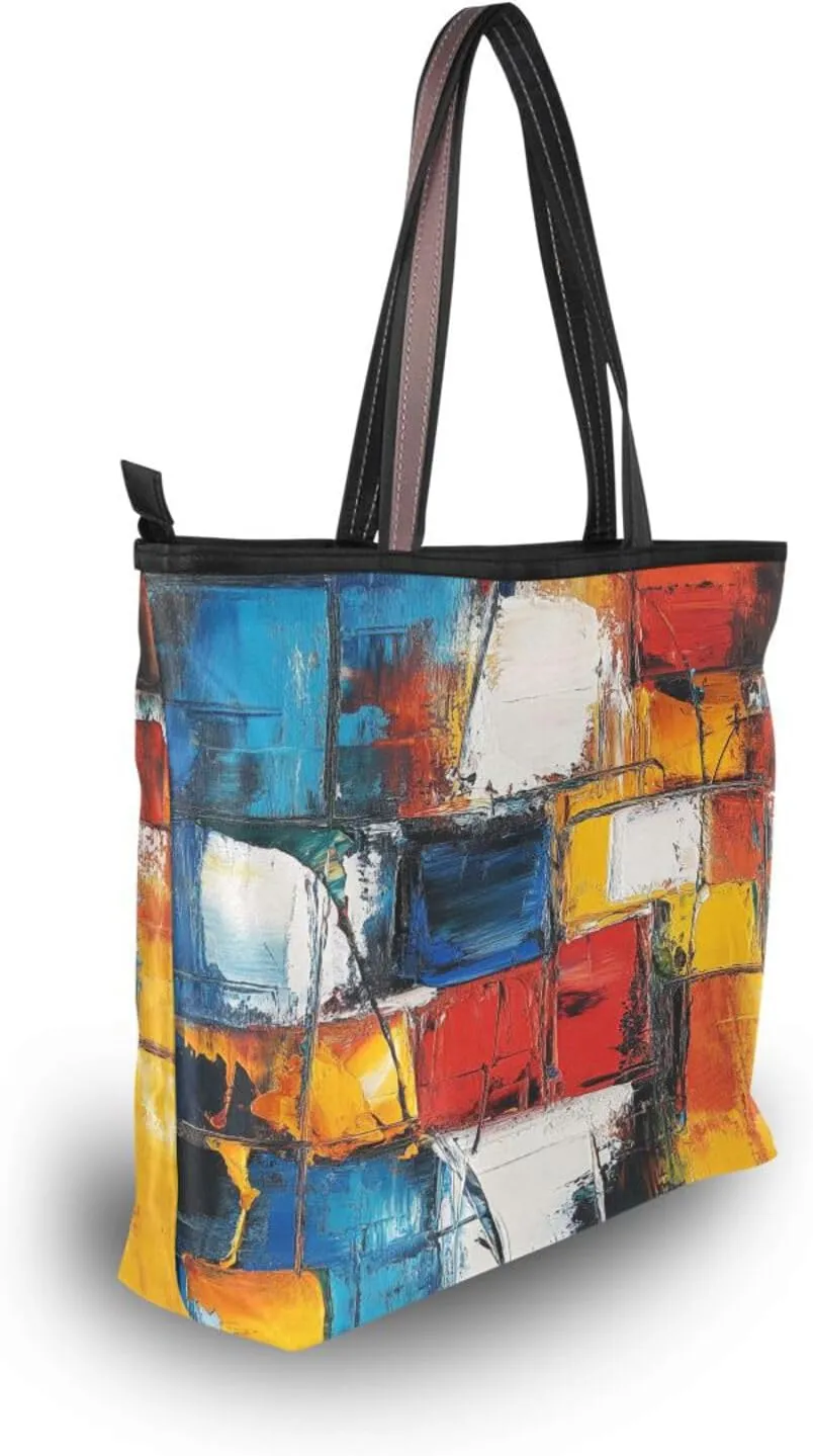 JSTEL Tote Bag for Women with Zipper,Polyester Tote Purse Holiday Tote Bag Work Handbag Women Gift