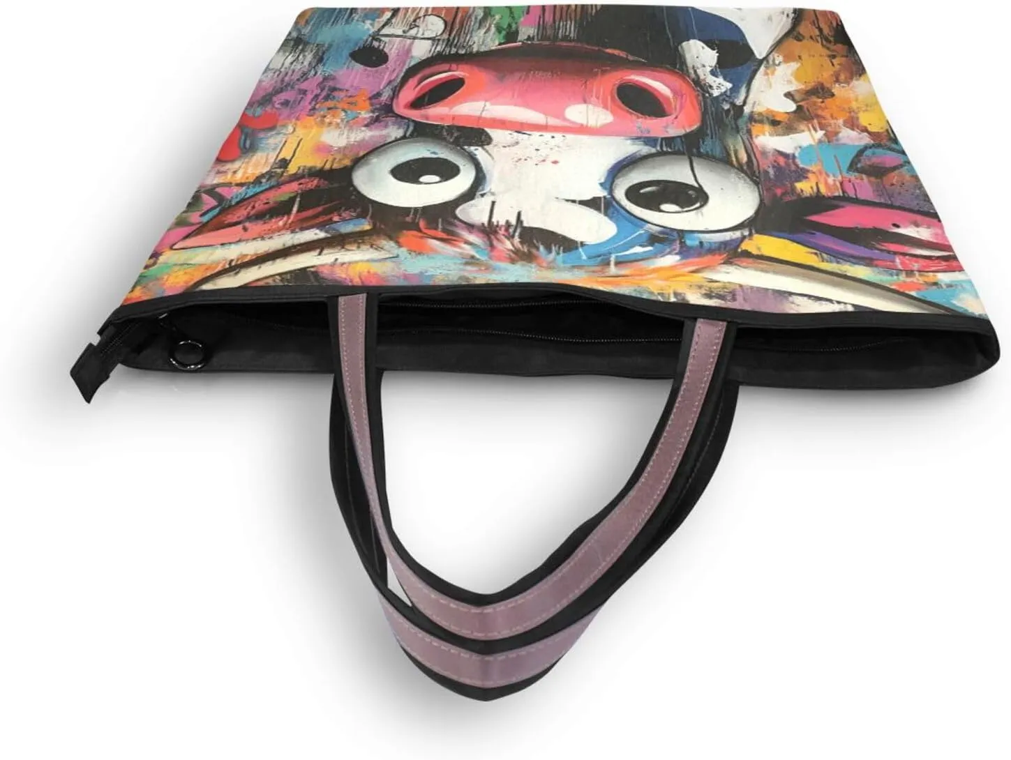 JSTEL Tote Bag for Women with Zipper,Polyester Tote Purse Holiday Tote Bag Work Handbag Women Gift