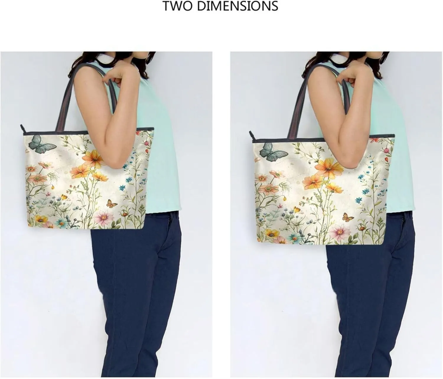 JSTEL Tote Bag for Women with Zipper,Polyester Tote Purse Holiday Tote Bag Work Handbag Women Gift