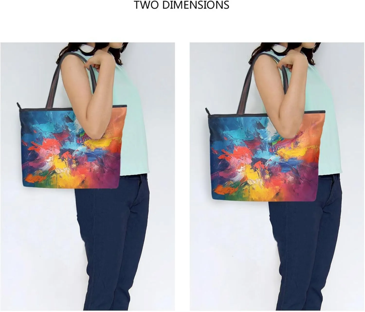 JSTEL Tote Bag for Women with Zipper,Polyester Tote Purse Holiday Tote Bag Work Handbag Women Gift
