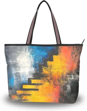 JSTEL Tote Bag for Women with Zipper,Polyester Tote Purse Holiday Tote Bag Work Handbag Women Gift