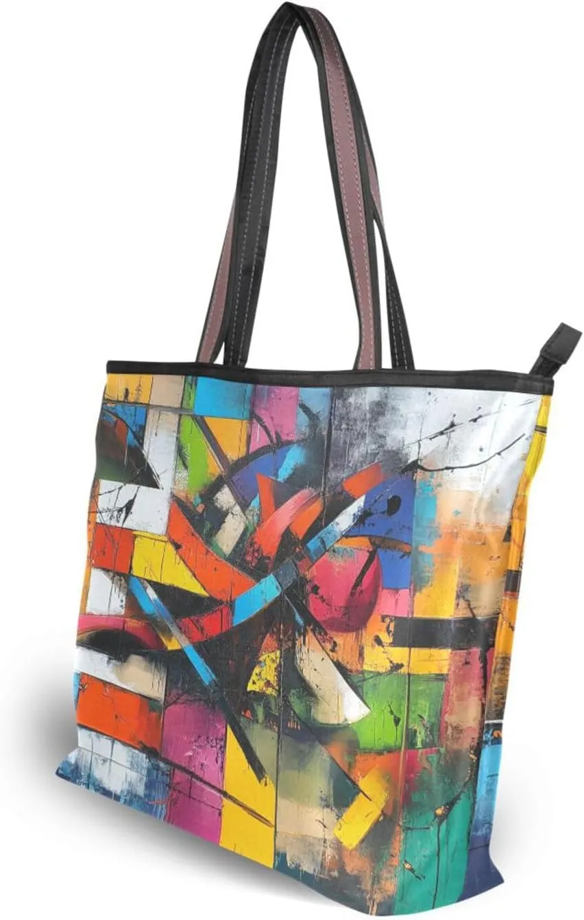 JSTEL Tote Bag for Women with Zipper,Polyester Tote Purse Holiday Tote Bag Work Handbag Women Gift