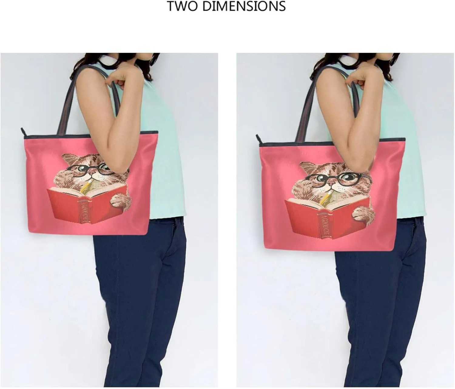JSTEL Tote Bag for Women with Zipper,Polyester Tote Purse Holiday Tote Bag Work Handbag Women Gift