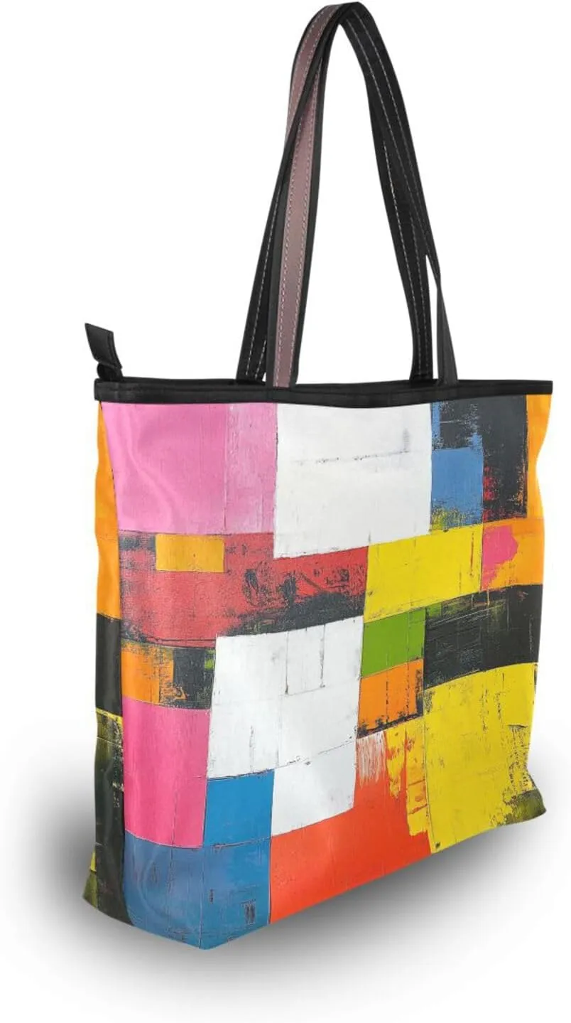 JSTEL Tote Bag for Women with Zipper,Polyester Tote Purse Holiday Tote Bag Work Handbag Women Gift