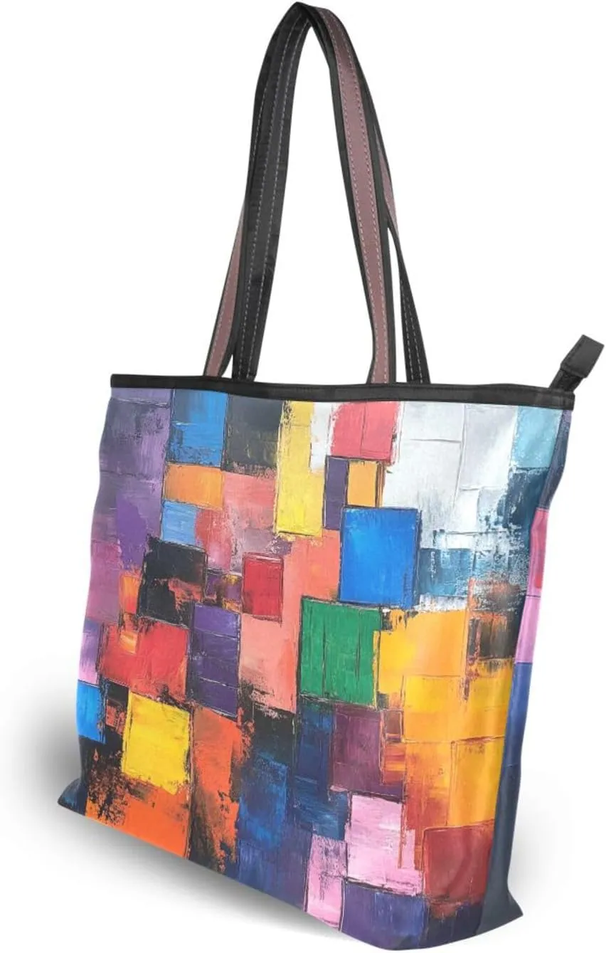 JSTEL Tote Bag for Women with Zipper,Polyester Tote Purse Holiday Tote Bag Work Handbag Women Gift