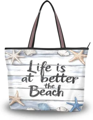 JSTEL Tote Bag for Women with Zipper,Polyester Tote Purse Holiday Tote Bag Work Handbag Women Gift