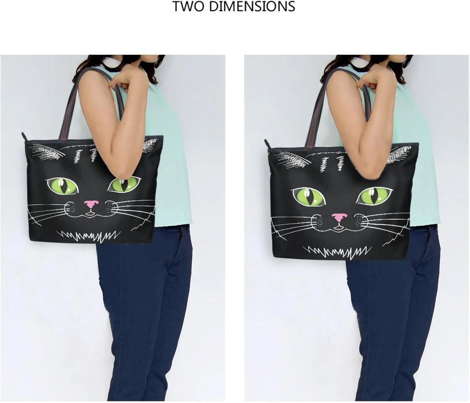 JSTEL Tote Bag for Women with Zipper,Polyester Tote Purse Holiday Tote Bag Work Handbag Women Gift