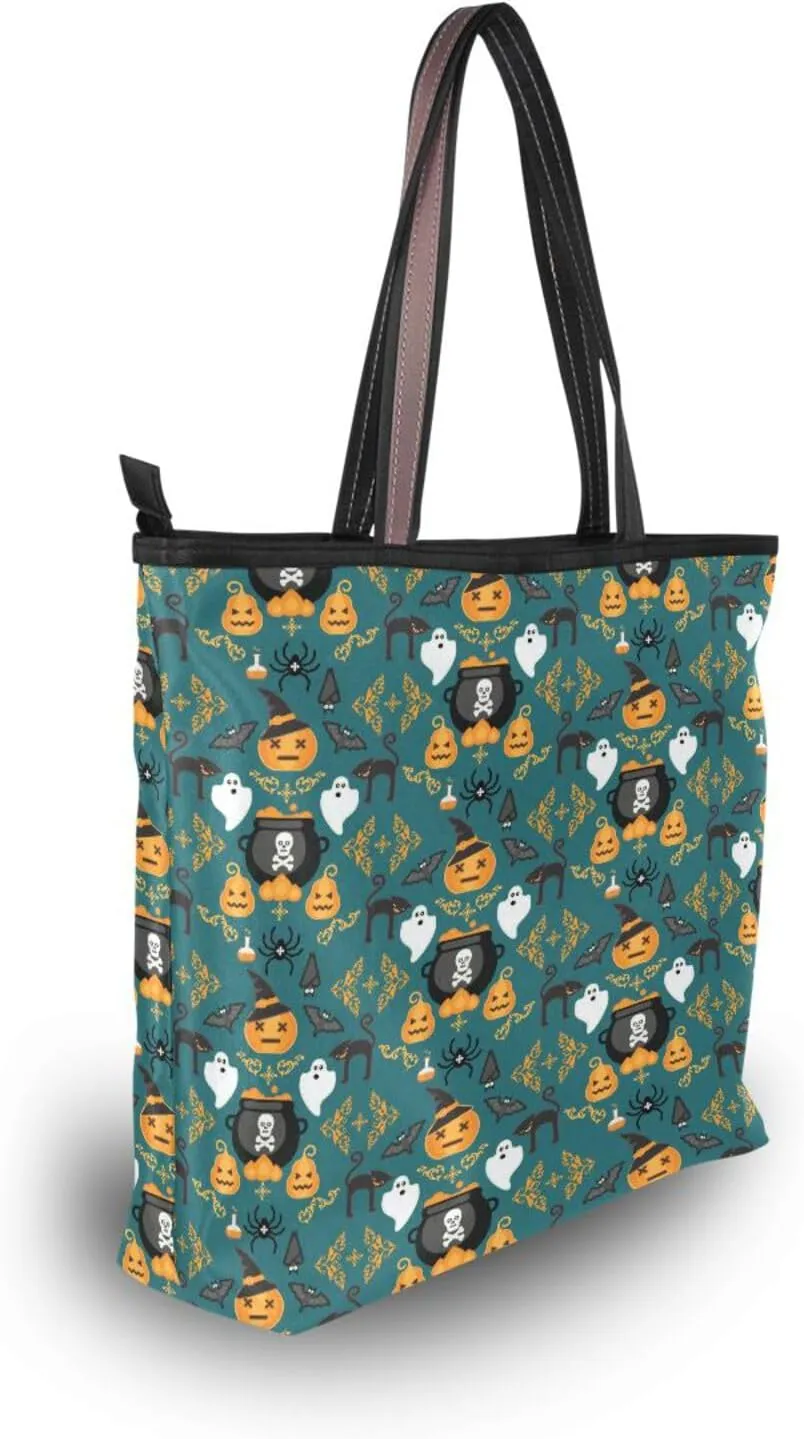 JSTEL Tote Bag for Women with Zipper,Polyester Tote Purse Holiday Tote Bag Work Handbag Women Gift